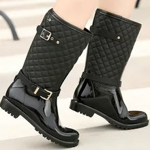 2018 fashion quality new water rain shoes warm women's plaid fashion hunter lady rain boots in the rain boots ladys rainboots singing in the rain 3 khao yai