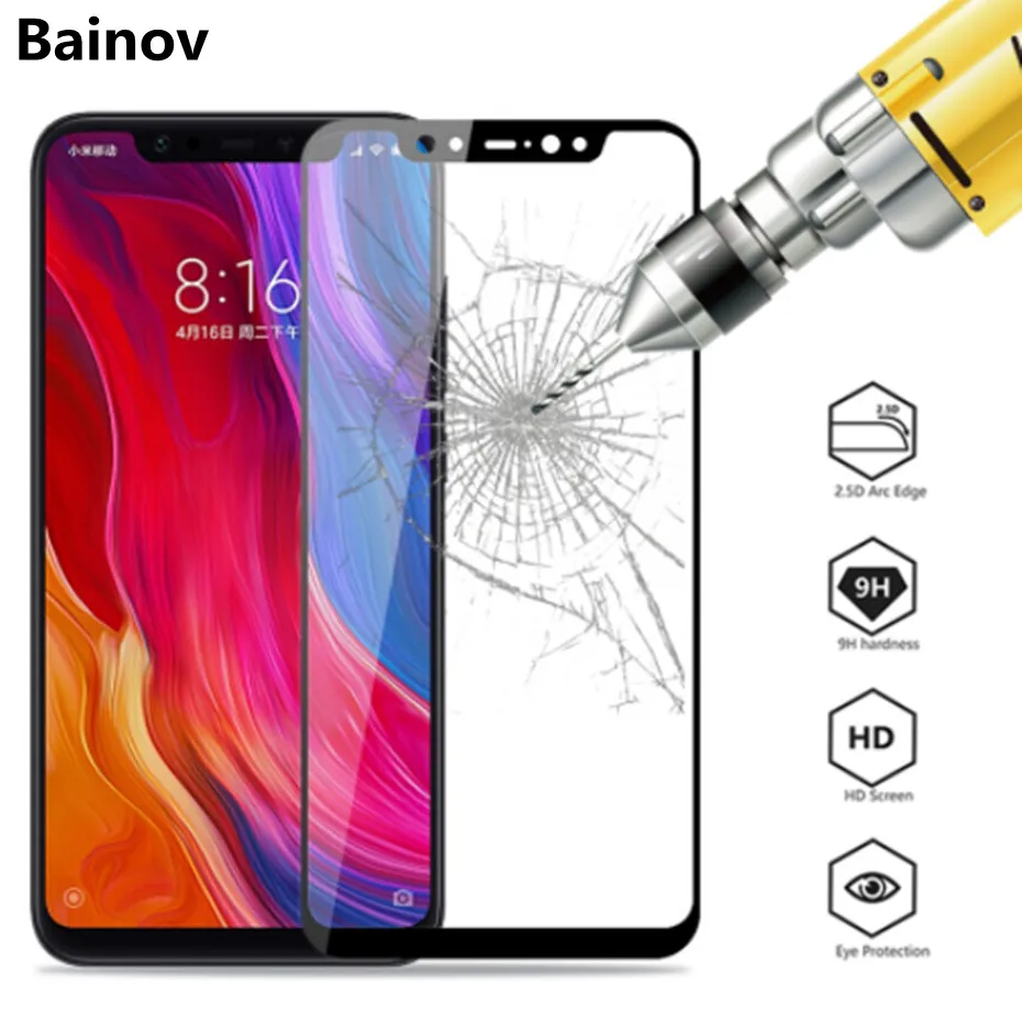 

Tempered glass for xiaomi mi 8 a2 Mi 8 se lite full cover protective glass for redmi 5 5 plus 6a Note 5 6 screen protector film