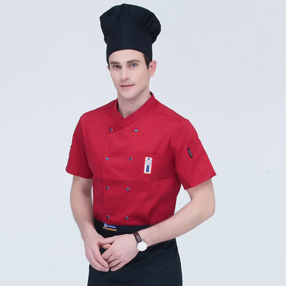 short sleeves high quality men and women Double-breasted Food Service chef uniform Jackets restaurant chef coats 7 colors M-4XL