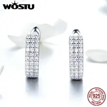 WOSTU Love Gift ослепительные прозрачные циркониевые серьги 925 пробы серебряные маленькие серьги-гвоздики для женщин Свадебные Ювелирные украшения FIE560