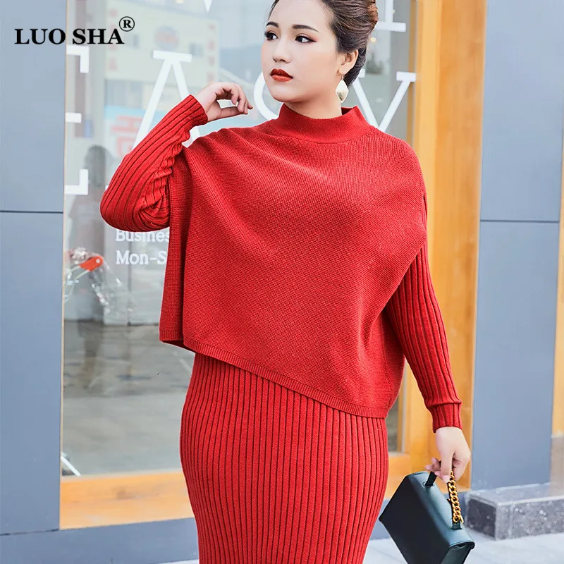Aliexpress.com : Buy LUO SHA Two Piece Set Women's Sweater Dress Top Autumn Winter Sweater Suit 