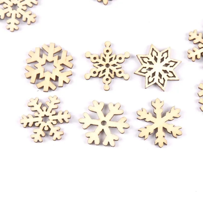 Description Picture 5 of item50pcs mix christmas snowflake pattern Natural wooden Scrapbooking Carft for Home decoration diy embellishment 24mm MT1873