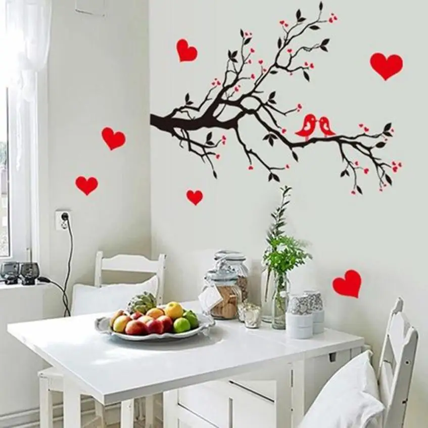 Home Decor Lovebirds отрасль съемный настенной Стикеры s на стены в номере Home Decor Wall Стикеры дома Deco mirror AU6 Home Decor Lovebirds отрасль съемный настенной Стикеры s на стены в номере Home Decor Wall Стикеры дома Deco mirror AU6
