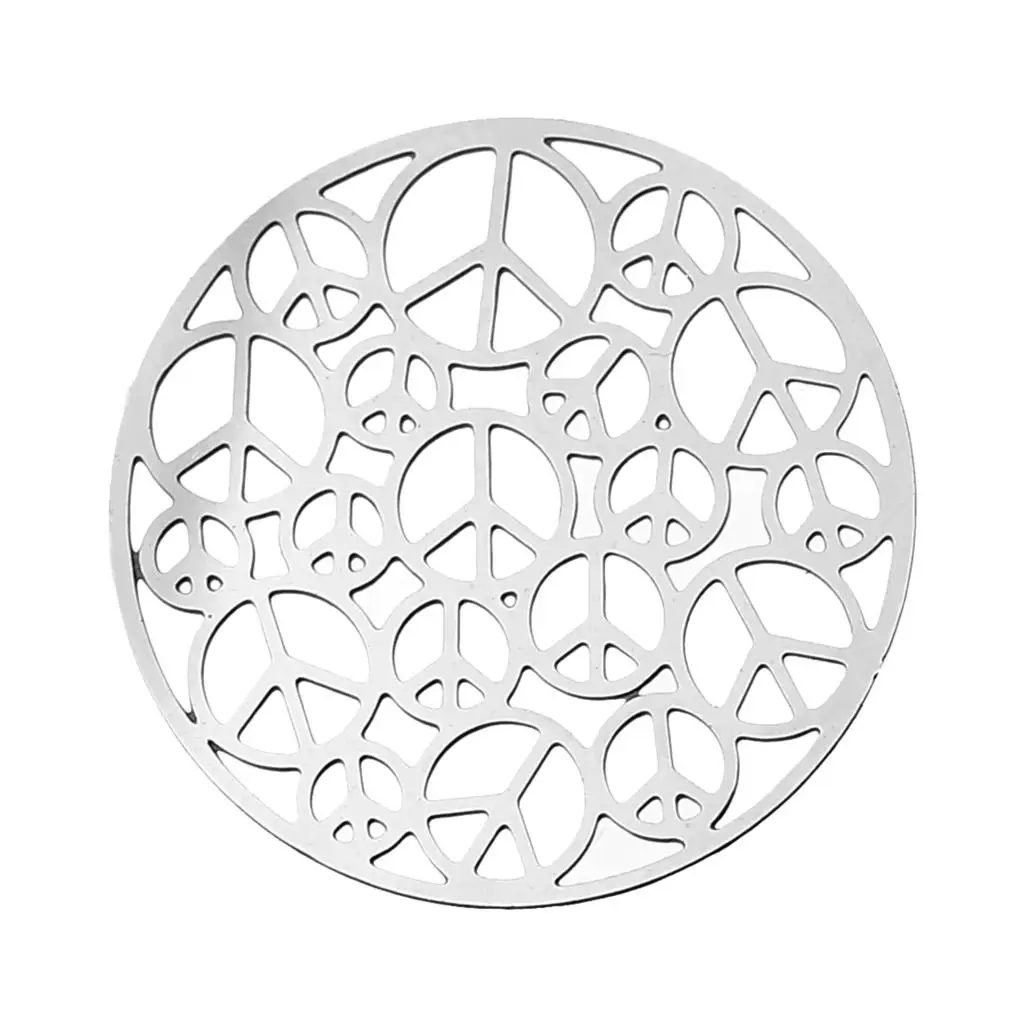 

DoreenBeads Filigree Stainless Steel Embellishments Findings Round Silver Tone Hollow Peace Symbol 25mm(1") Dia, 1 Piece