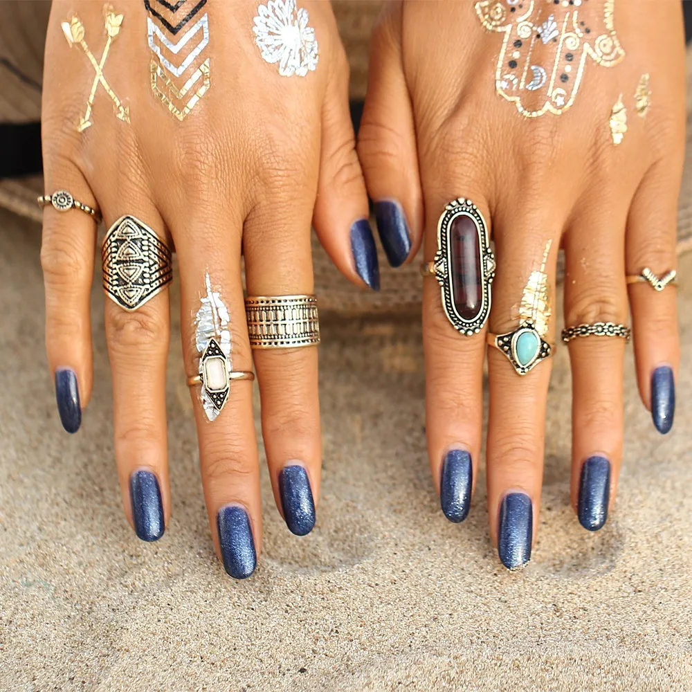 Если вы Винтаж счастливый камень палец Midi Ring Set для Для женщин Boho готический Античная Knuckle Кольца для Для женщин ювелирные изделия