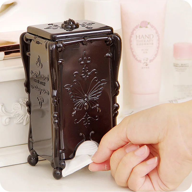 

Retro Makeup Facial Cotton Pads Storage Box Acrylic Cosmetic Manicure Nail Polish Removal Wrap Pads Organizer Box Holder Case