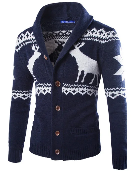 Мужской свитер с оленем, Рождественский мужской этнический свитер, кардиган, мужской европейский и американский толстый свитер, верхняя одежда
