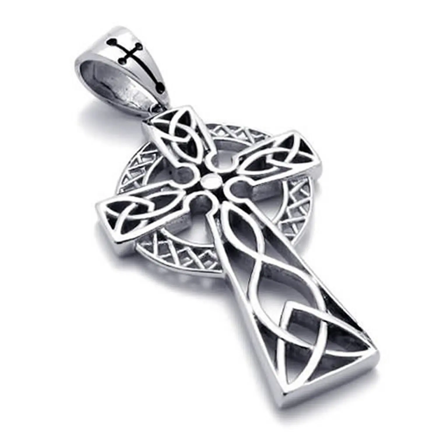

Stainless Steel Irish Knot Celtic Cross Mens Womens Necklace Pendant 24 inch Chain