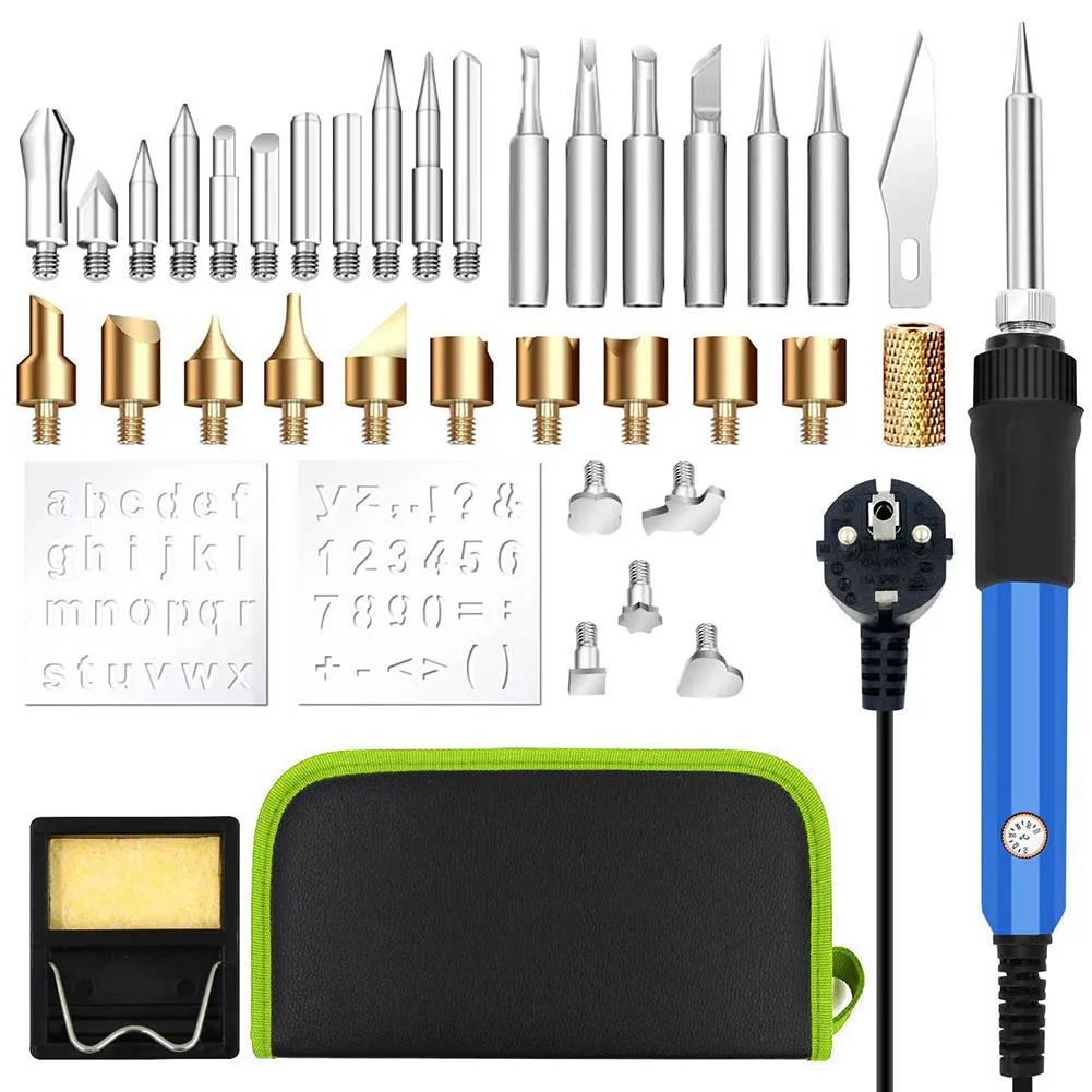 

37Pcs 2 In 1 Welding Electric Soldering Iron Tools Kit for Wood Burning Carving Embossing ALI88