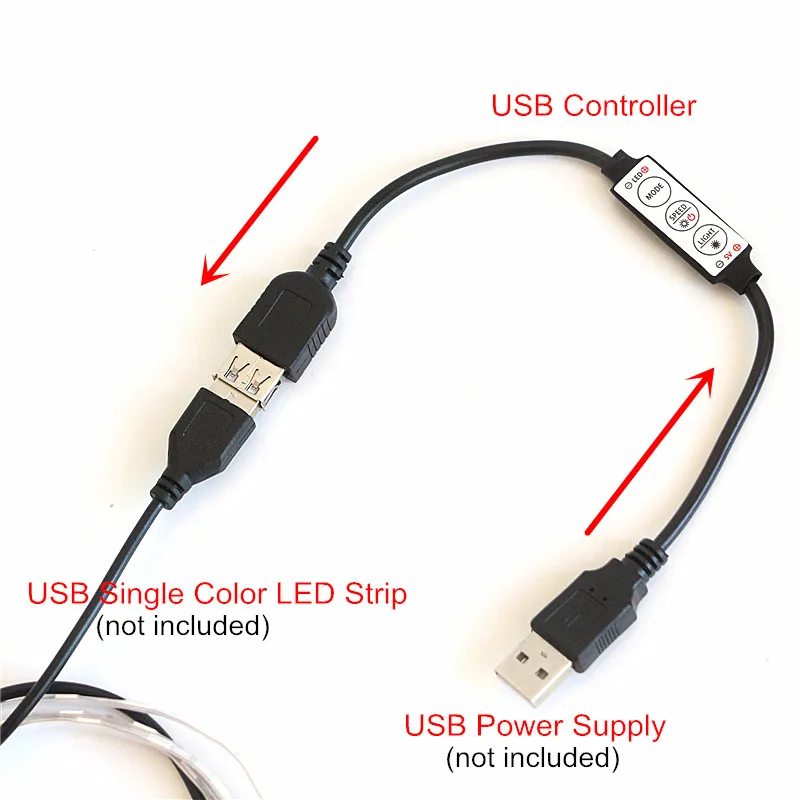 Мини светодиодный контроллер USB диммер 3key пульт дистанционного управления для USB светодиодный шнур и одноцветная Светодиодная лента высокого качества черный DC5V