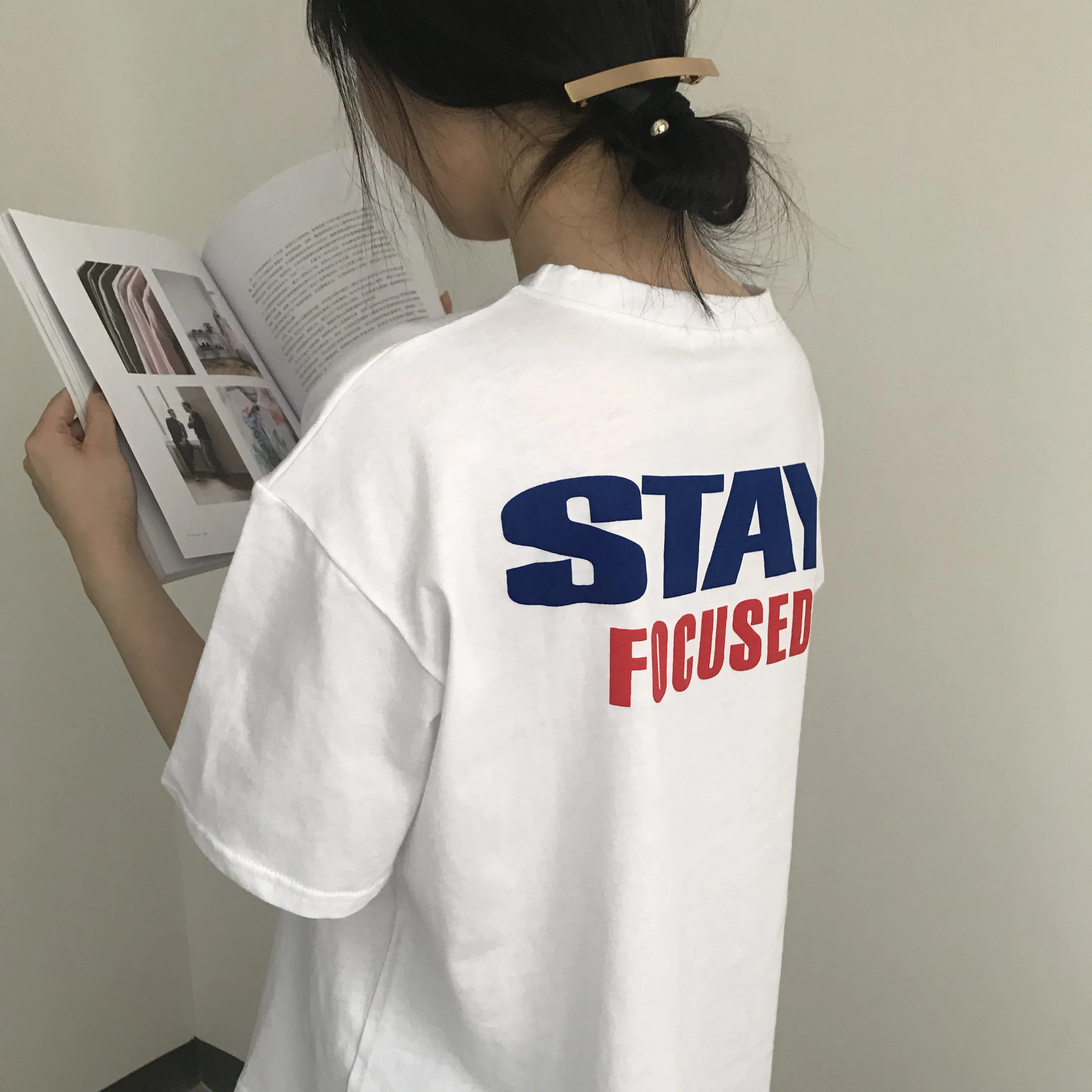 

2018 Summer Kawaii Short Sleeve Womens Tee Shirts Tops Tee Korean Harajuku Back Letter Printed Half Sleeve T-shirts