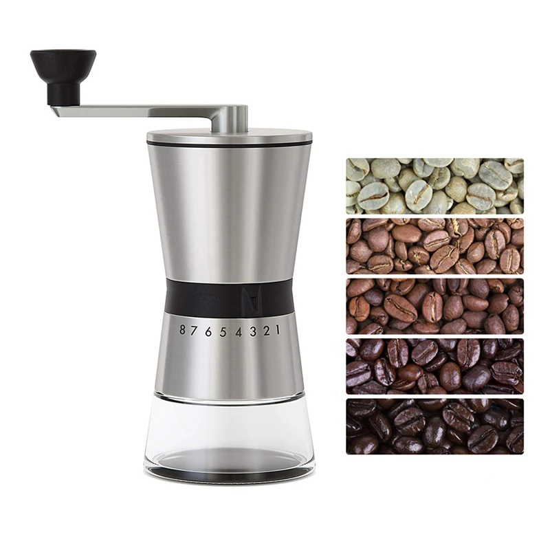 

LEESEPH Precision Manual Coffee Grinders, 15 Adjustable Settings, Brushed 18/8 Stainless Steel