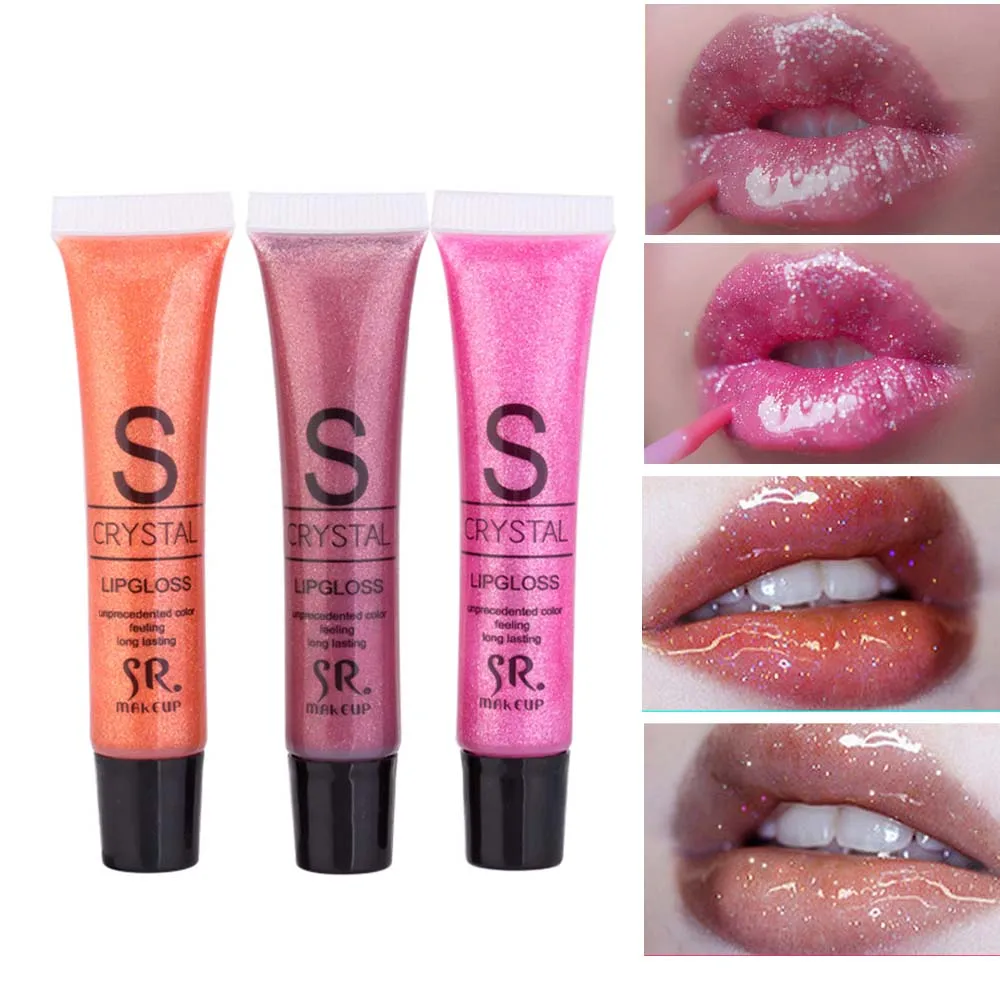 

SR makeup diamond shimmer glitter lip gloss waterproof 12 colors moisturizing lipstick crystal Liquid Lips lip balmHF041