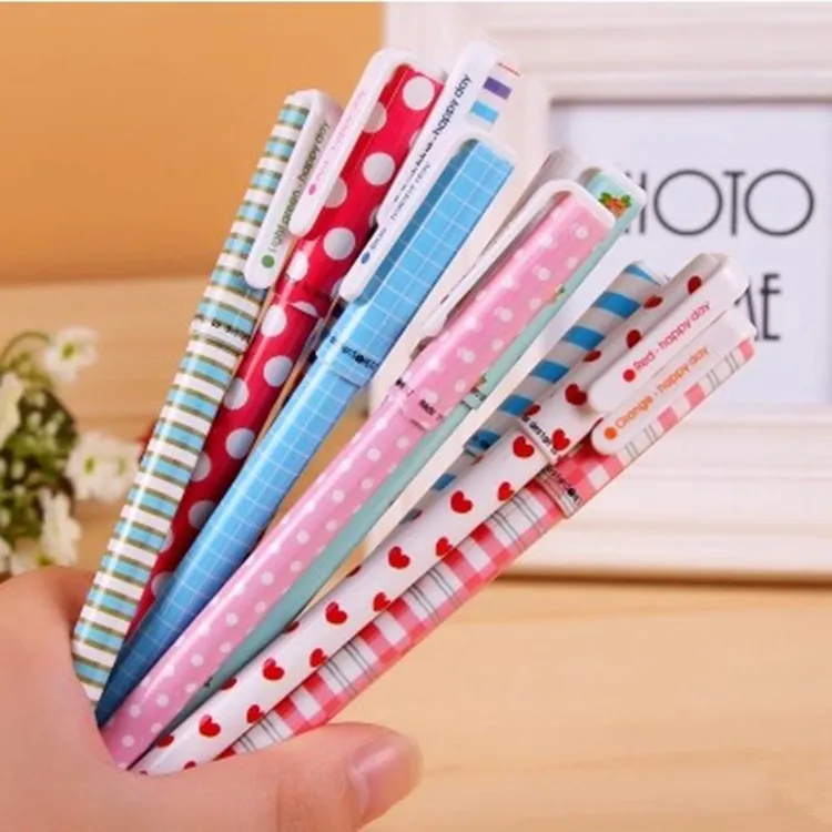 

10pcs/lot flower happy day gel pen New Fashion stationery gift pens with PVC packaging zakka Office school supplies