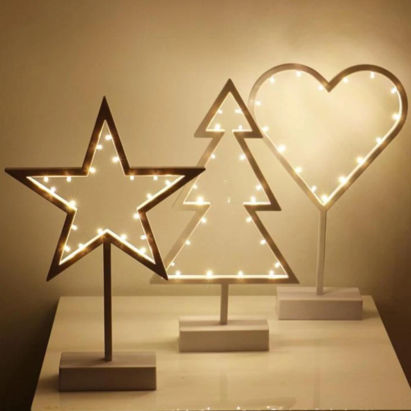 

Romantic 3D Star & Heart & Christmas Tree LED Table Lamp Home Decor Led Night Light Wedding Birthday Christmas Party Decor S3