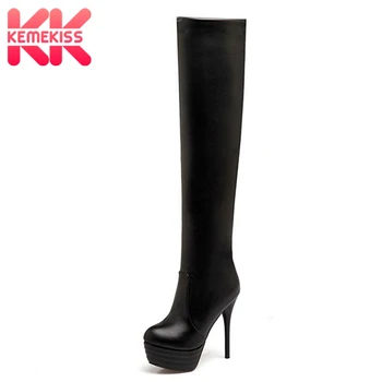 

KemeKiss Large Size 34-46 Sexy Women Platform Boots Womens Thigh High Boots Zipper Thin High Heels Autumn Long Boots Footwear