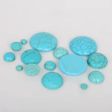 HOT! Cabochons en pierre synthétique Howlite, blanc/bleu, demi-rond, à dos plat, pour la fabrication de bijoux, DIY