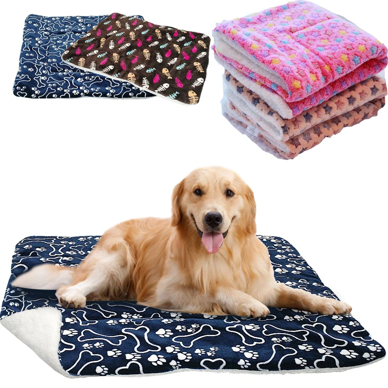Pet Large Dog Blanket Winter Pet Bed Mat Paw Print Puppy House for Cat
