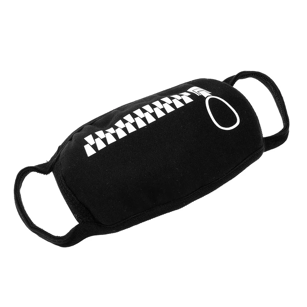 New Unisex Cosplay Cotton Black Cartoon Funny Zipped Teeth Half Face Mouth Mask