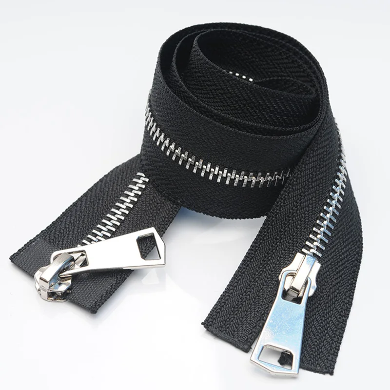 Free shipping 3pcs/lot 5 black double head bright silver teeth metal