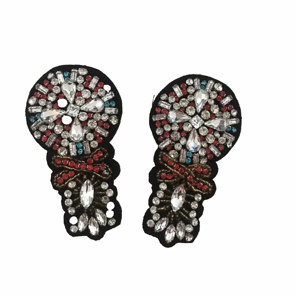 

2PCS Handmade Rhinestones Patches Beaded Patch Big Motif Trophy Patches for Clothing Accessories Crystal Jewellery Patchwork