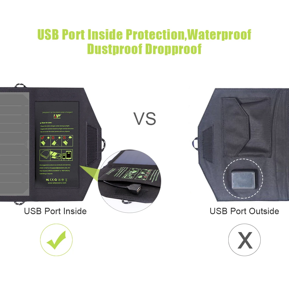 Online ALLPOWERS Solar Panel 10W 5V Solar Ladegerät Tragbare Solar Batterie Ladegeräte Lade für Telefon für Wandern etc. im freien.