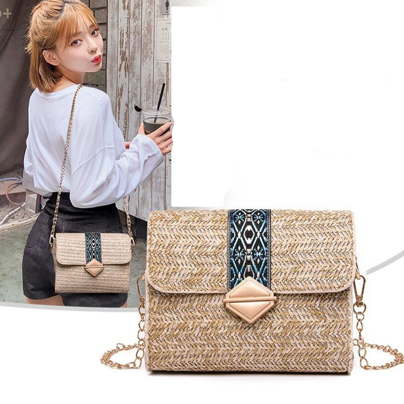 

LISM New Square Straw Bags Women Summer Rattan Bag lady Handmade Woven Beach Cross Body Bag Bohemia Handbag Bali travel vocation