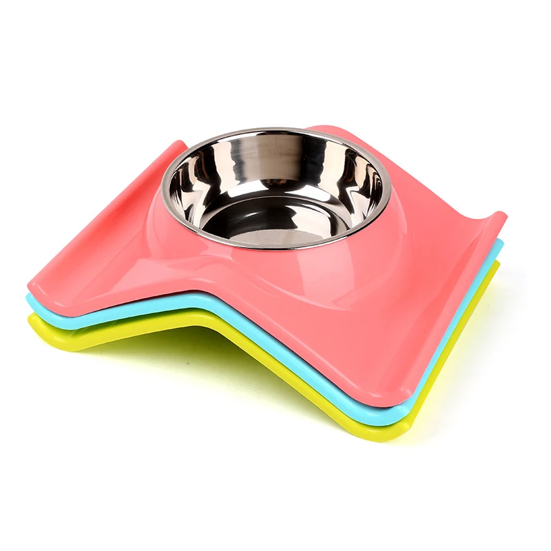 Dodopet Dog Bowl Plastic Stainless Steel Combo Puppy Cat Bowl Leak