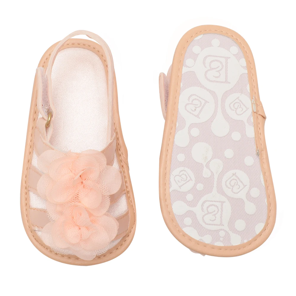 Модные сандалии Bebes; однотонная обувь с цветочным рисунком для малышей 0-18 месяцев; Летние мокасины из искусственной кожи с нескользящей мягкой подошвой для новорожденных девочек