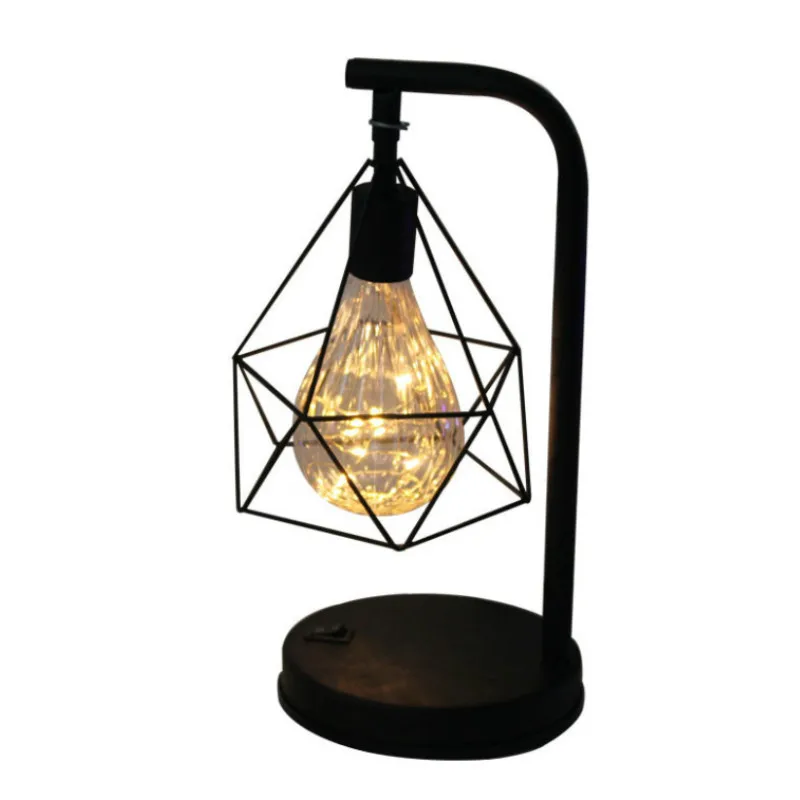 Американская креативная Ретро медная прикроватная настольная лампа из кованого железа форма украшение лампа
