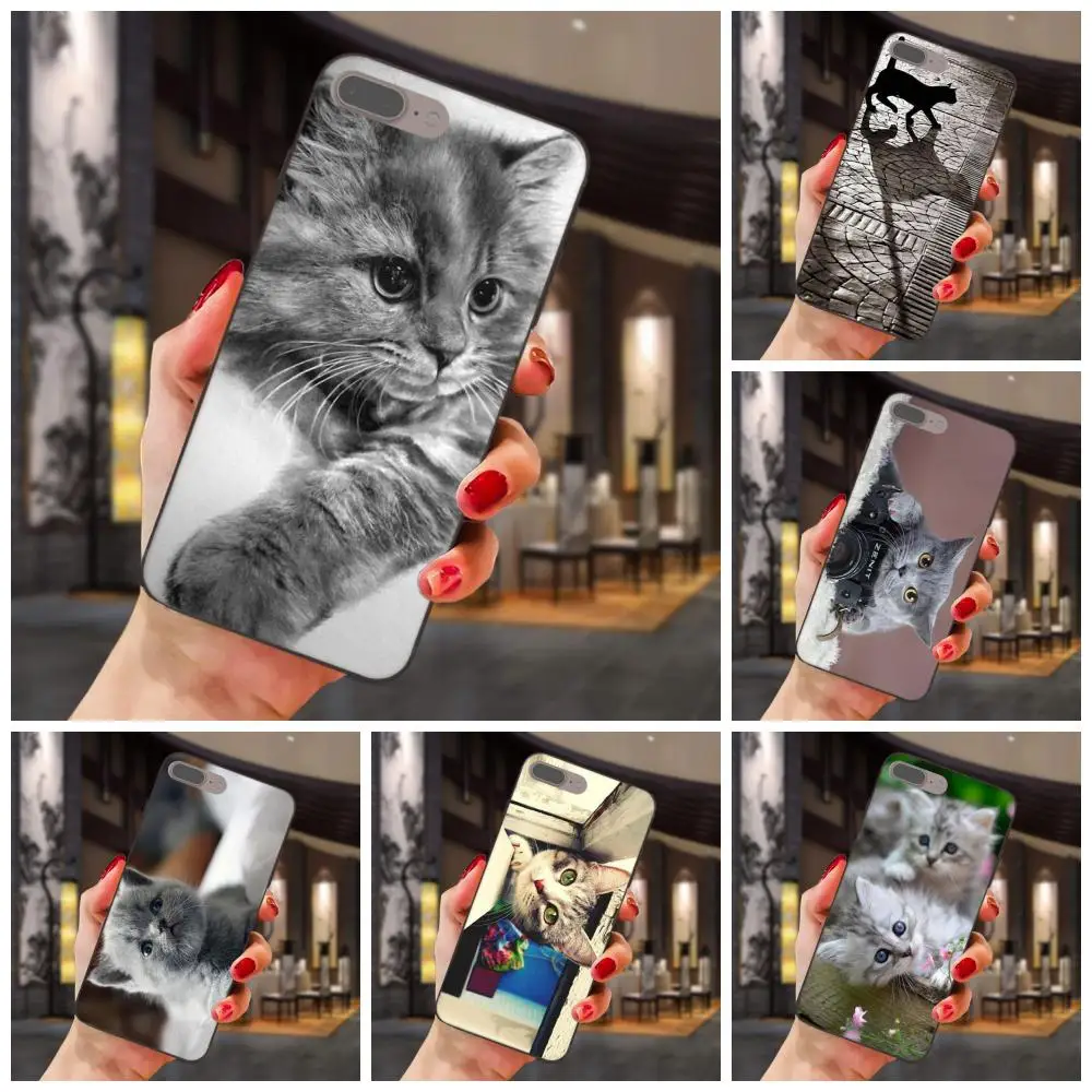 Серая кошка с Zenit камерой для Huawei Honor 5A 6A 6C 7A 7C 7X 8A 8C 8X 9 10 P8 P9 P10 P20 P30 Mini Lite Plus мягкая