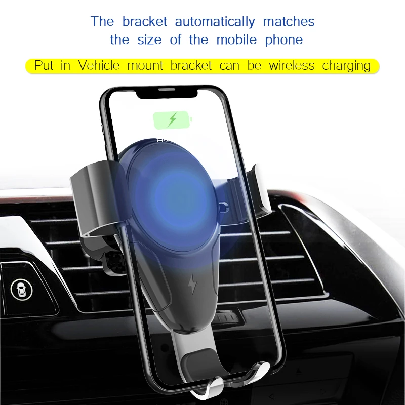 WOJOQ Car Mount Qi Wireless Charger For iPhone X 8 Plus Flash Charge Wireless Charging Pad Car