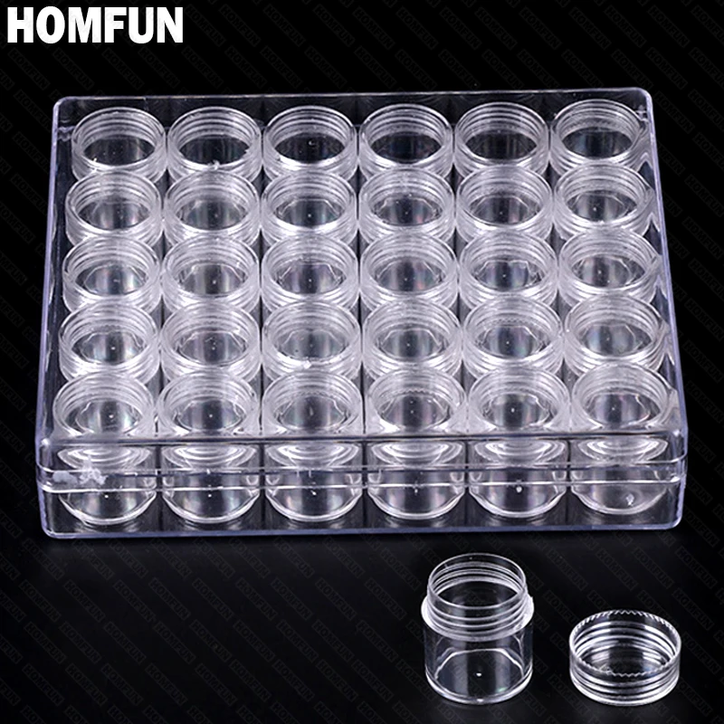 

HOMFUN Diamond embroidery diamond painting tool! 30 lattice, transparent plastic storage box, 30 Grid jewelry Drill Storage Box