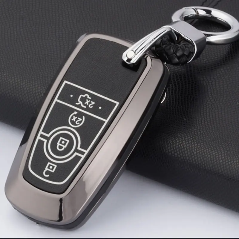 Цинковый сплав + кожаный чехол для автомобильного ключа Ford Focus Mondeo Edge Fiesta Kuga Escort