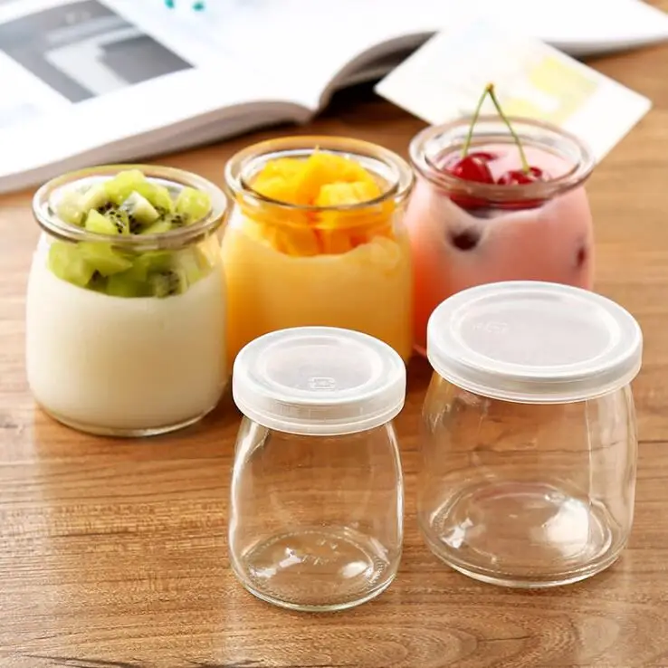 

6pcs/100ML Pudding Wishing Bottle Honey Yogurt Glass Bottle Mini Bottle Jelly Milk Food Storage Containe glass container jar