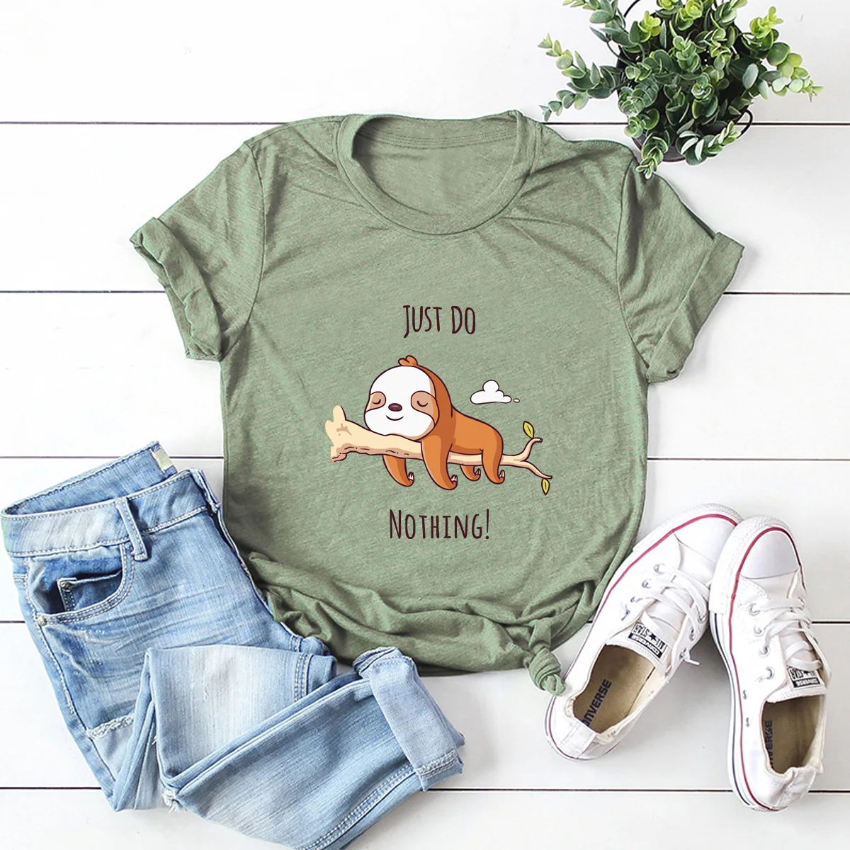 

Spot! European and American cute funny loose lazy dog cotton short sleeve women's T-shirt