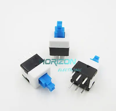 

10Pcs Blue Cap Self-locking Type Square Button Switch Control 8X8mm