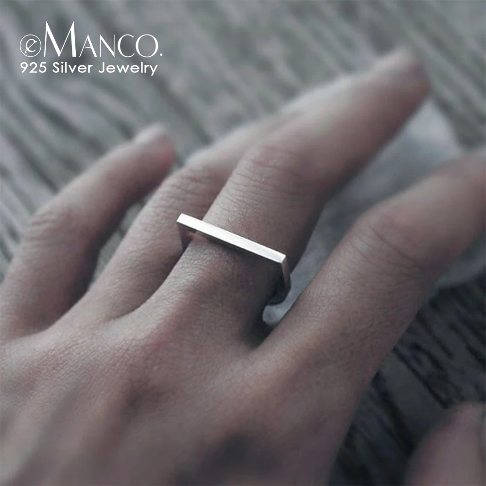 e-Manco 925 Sterling Silver Rings Silver Color Wedding Rings for Women Minimalist Jewelry Bague Femme Anillos Mujer