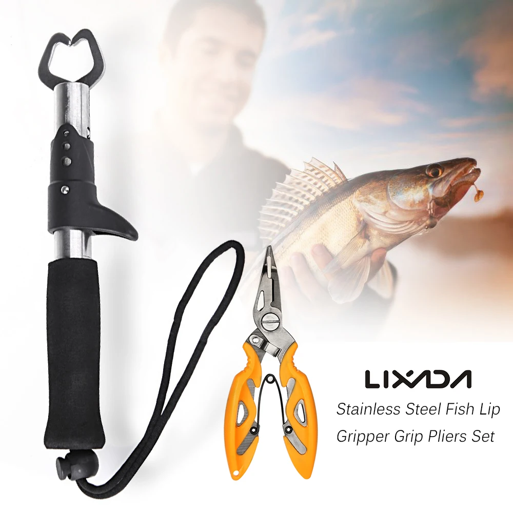 

Lixada Stainless Steel Fishing Pliers Hook Remover Multifunctional Fish Lip Gripper Grip Pliers Set Fishing Tackle Fishing Tool