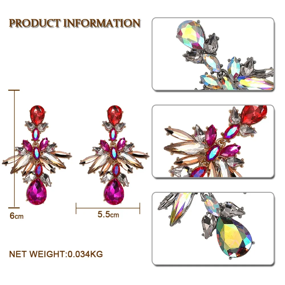 Лучшие женские роскошные свадебные Кристальные висячие серьги, ювелирные серьги для женщин и девушек, женские богемные цветные массивные вечерние серьги, подарки
