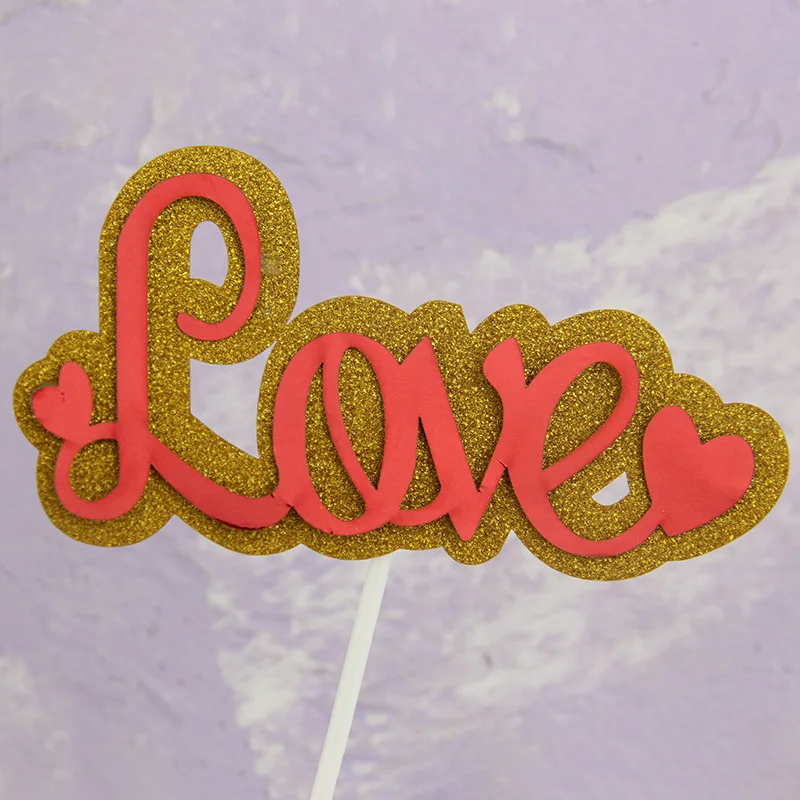 

Love Cake Topper Flags Cupcake Toppers Bride Kids Birthday Wedding Valentine Cake Wrapper Party Baking DIY Flag Baby Shower