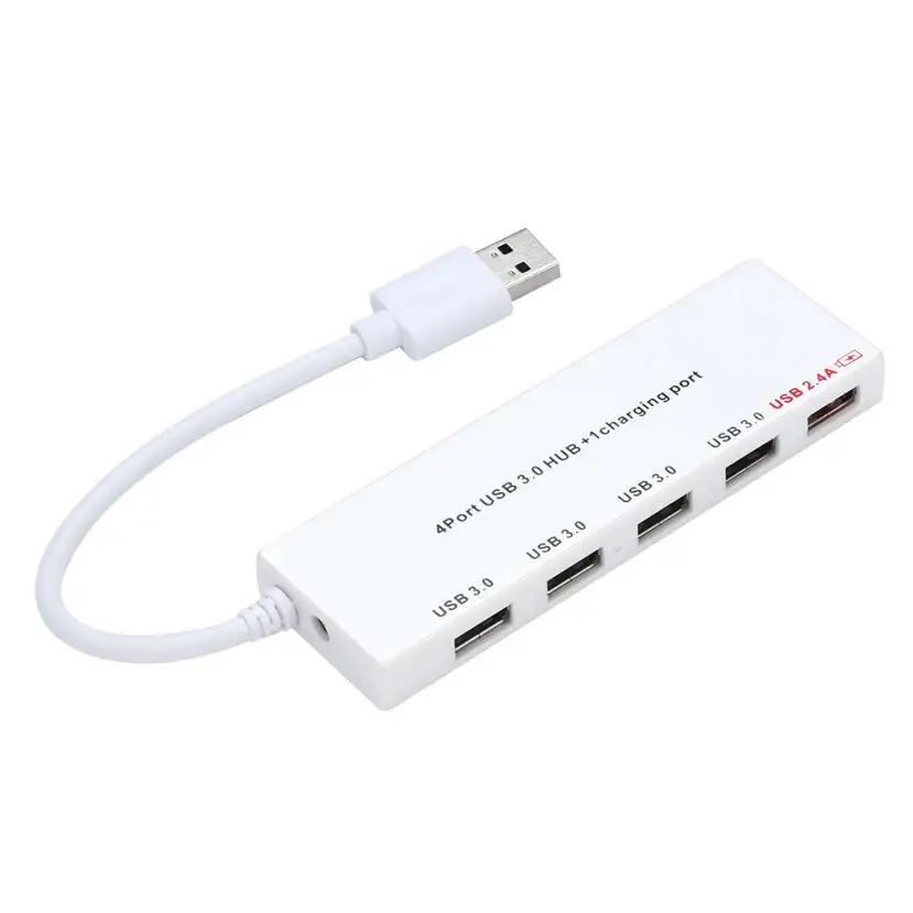 Новый 4-Порты и разъёмы USB 3,0 HUB + 1 Зарядка 5 Гбит/с Портативный Благодаря компактному размеру, ПК, ноутбук, настольный компьютер l0731 #2