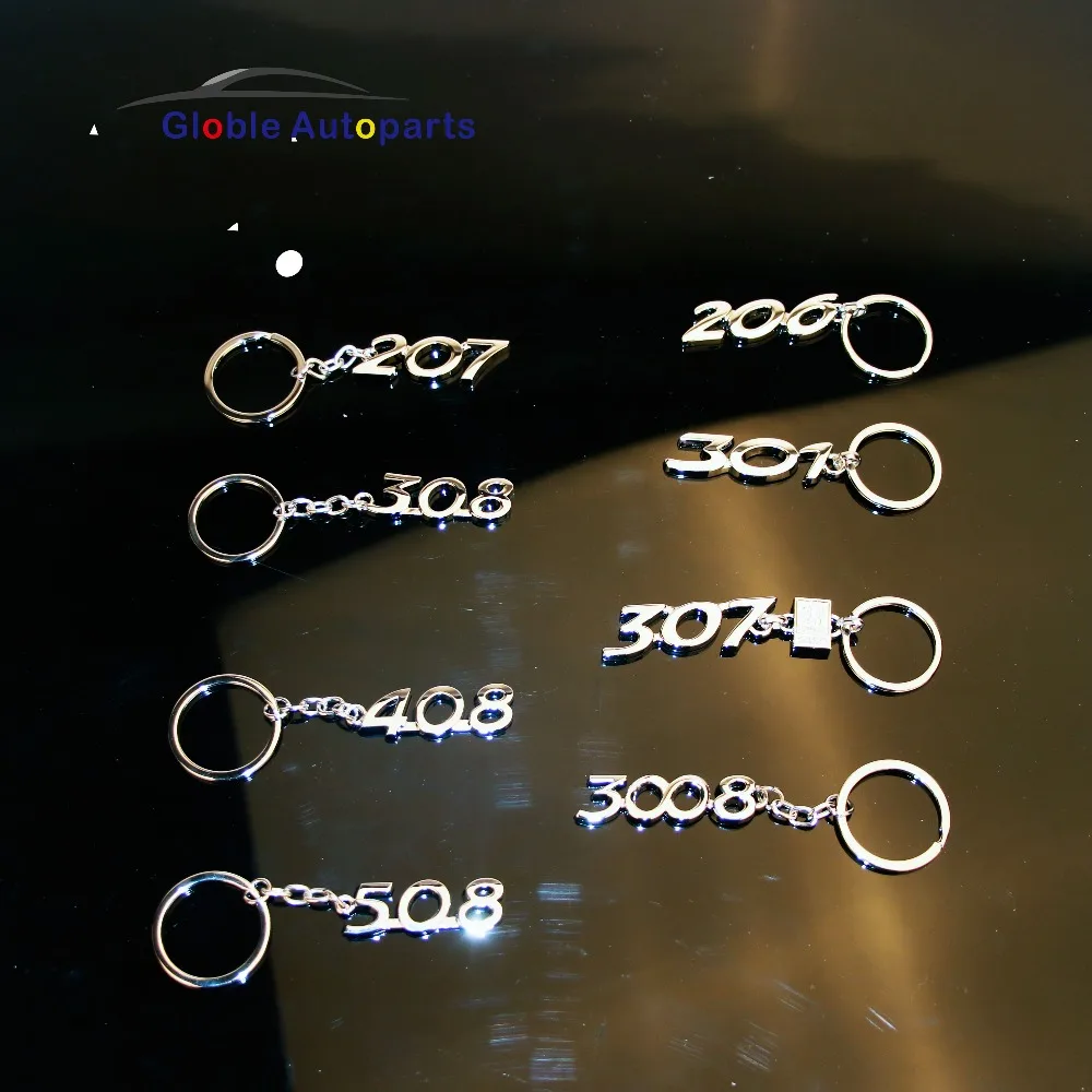 

Car Keyrings For Peugeot Logo 206 207 307 301 308 408 3008 508 Keychain 4x4 4WD Keyring Car Styling Alloy Key Ring Keyrings