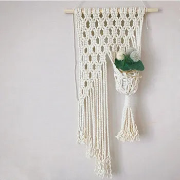 

INS Bohemian Hand-woven Tapestry Flower Pot Hanging Basket Cotton Rope Plant Hanger Holder Handmade Macrame Balcony Garden Decor