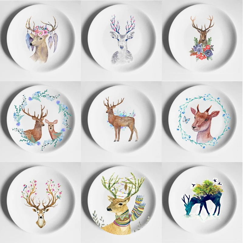 

Decorative Ceramic Wall Hanging Plates Elk Zebra Household Craft Adornment Tableware Nordic Piero Fornasetti Style
