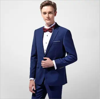 

2019 Custom Made Groomsmen Suits Solid Color Groom Suit Mens Suits Wedding Best Man Tuxedos 2 Pieces Dinner Suits (Jacket+Pant)