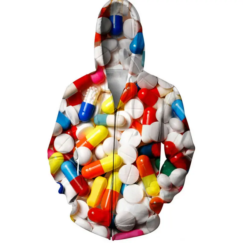 Buy 3D Novelty Funny Pill Sweatshirt Men Hoodie Print