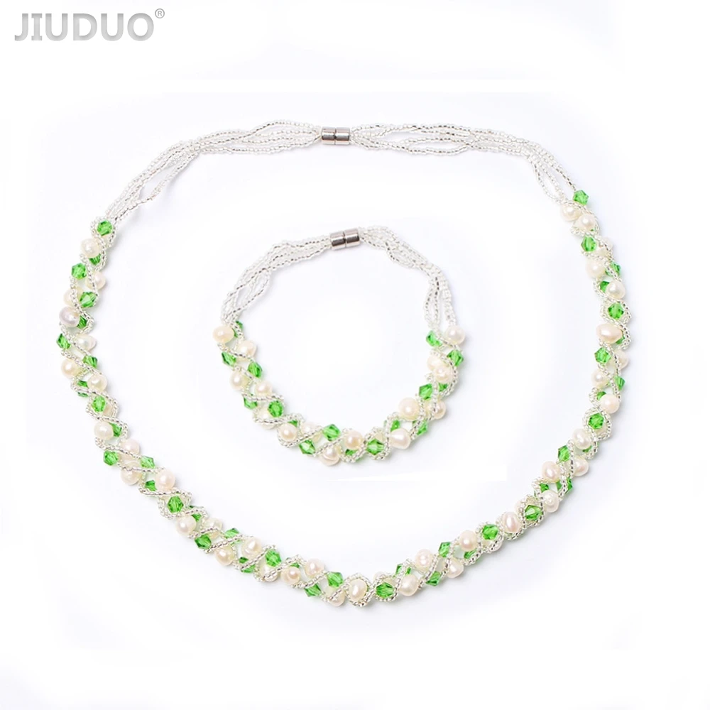 

Natural freshwater pearl necklace bracelet hand string two sets of crystal multi-layer 5-6 mm Japan and South Korea Pearl femal