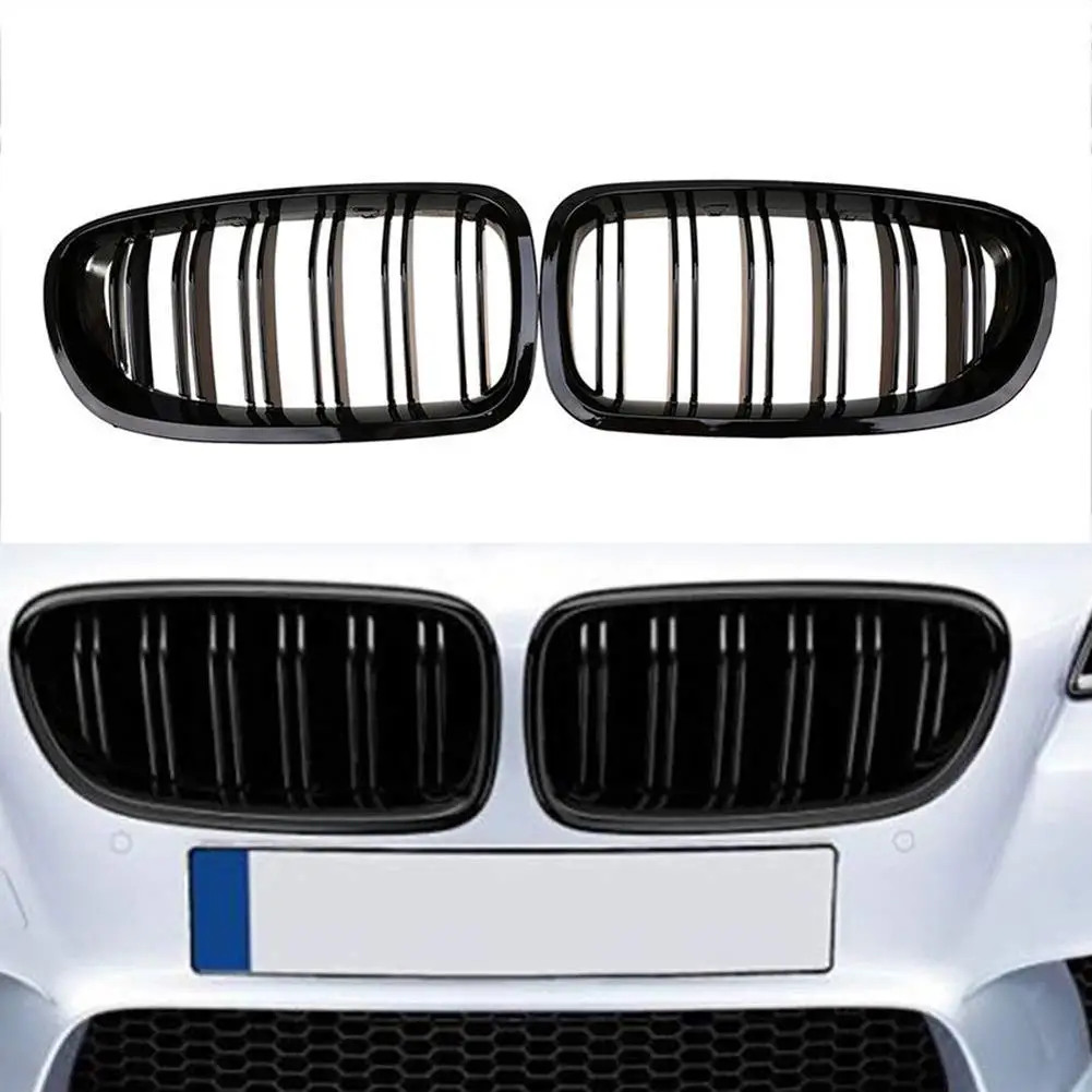 Пара Решетка Авто Глянцевая черная передняя почка двойные плавники решетка авто аксессуары для BMW Sedan F10 F11 F18 M5 2010