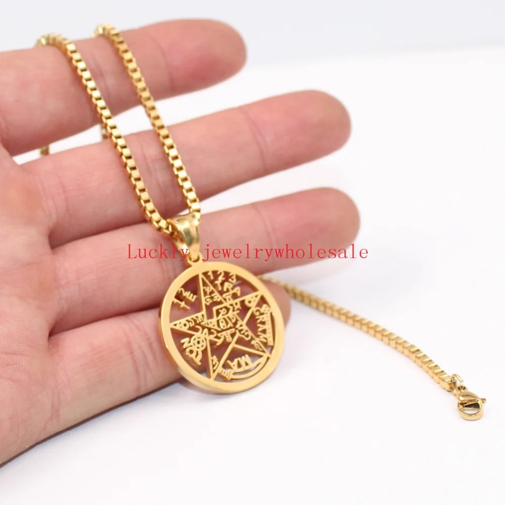 GNAYY stainless steel Mens Religious pentagram Pendant Box chain Necklace 24'' GNAYY stainless steel Mens Religious pentagram Pendant Box chain Necklace 24''